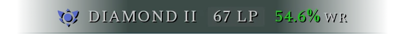 A v8 box on a transparent background: a slim bar with the Diamond emblem, DIAMOND II, 67 LP and a 54.6% win rate